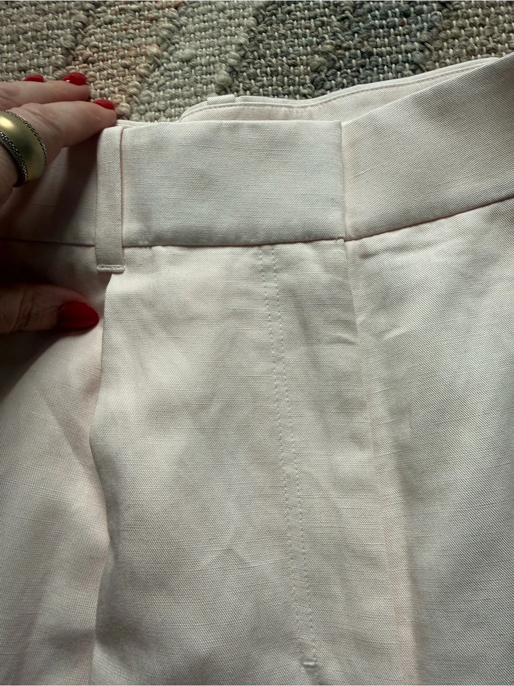 Cos Relaxed Linen-Blend Wide-Leg Trousers Pink - Size 8